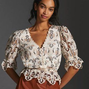 By Anthropologie Eyelet Blouse SIZE L nwt